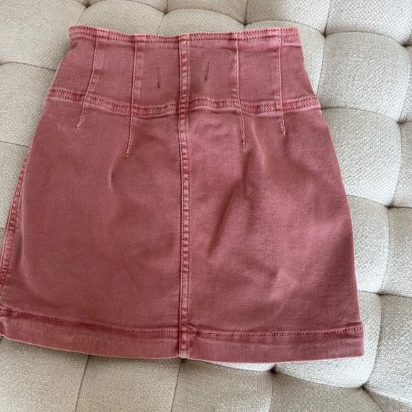 FREE PEOPLE ZIP UP HIGH WAIST PINK JEAN SKIRT - Picture 2 of 3